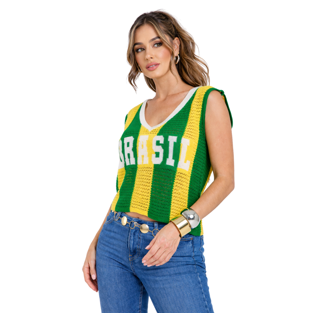 Regata Tricot Brasil Verde Amarelo | Copa 2026/2027 - Feminino
