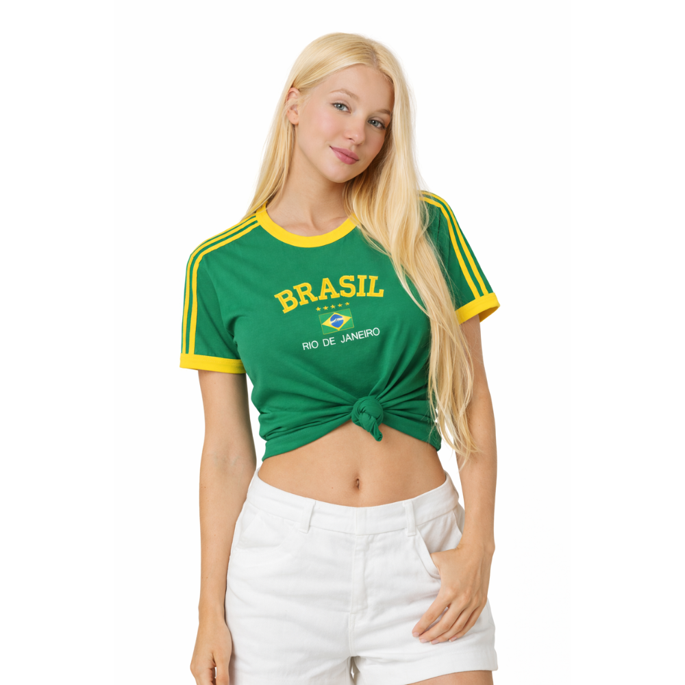Camiseta Retrô Brasil Rio de Janeiro Verde | Copa 2026/2027 - Feminino