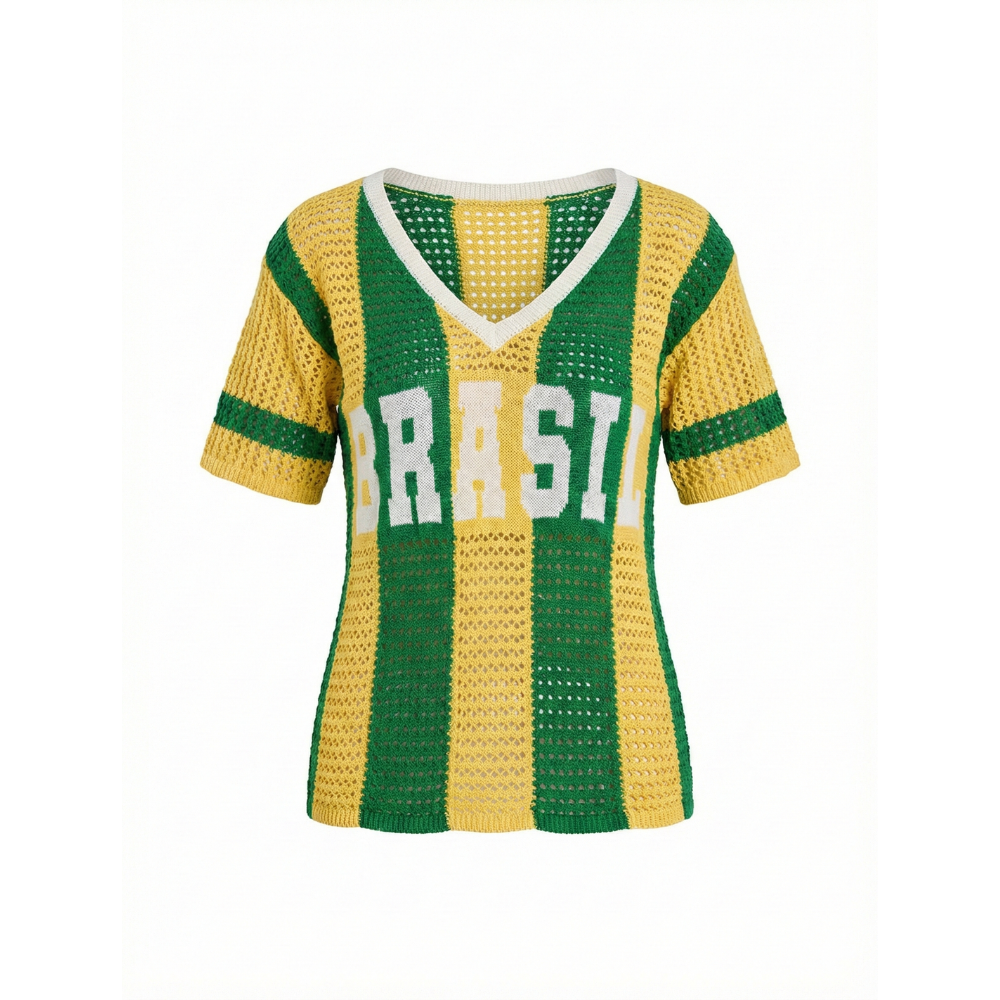 Cropped Tricot Brasil Manga Curta Verde Amarelo | Copa 2026/2027 - Feminino